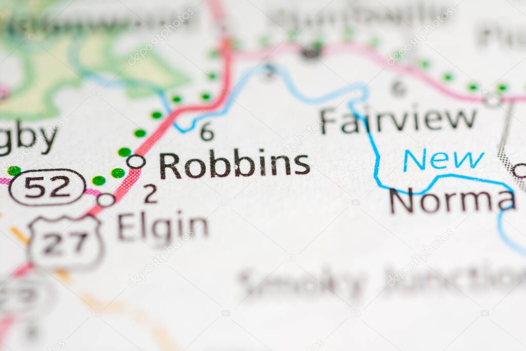 Robbins. Tennessee. USA map