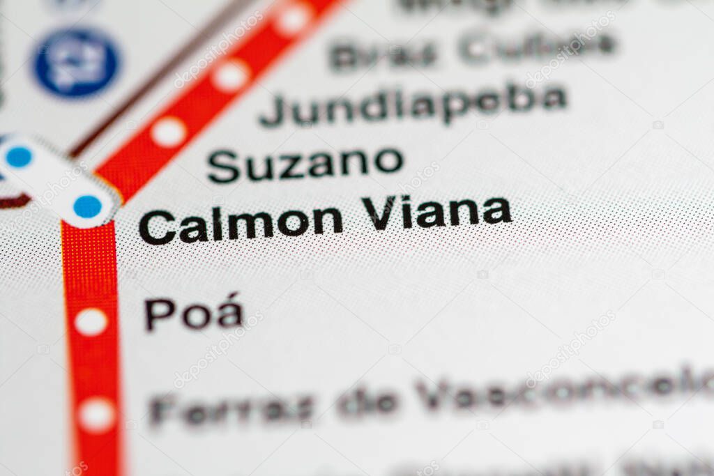 Calmon Viana Station. Sao Paolo Metro map.