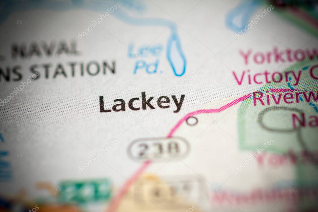Lackey. Virginia. USA. Road Map Concept