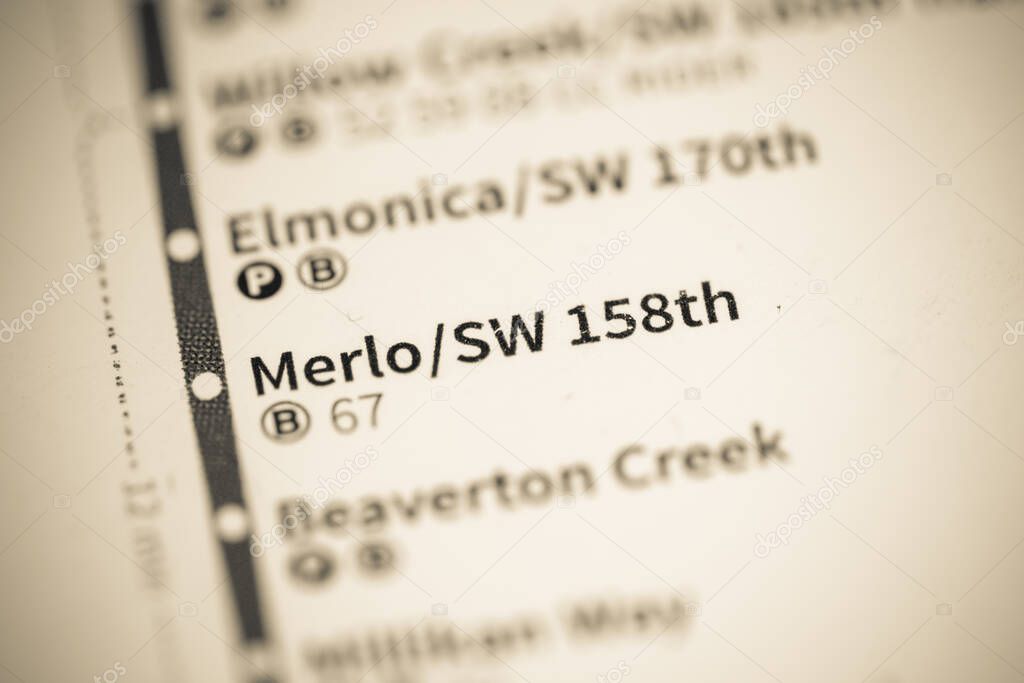 Merlo / SW 158th Station. Portland Metro map.