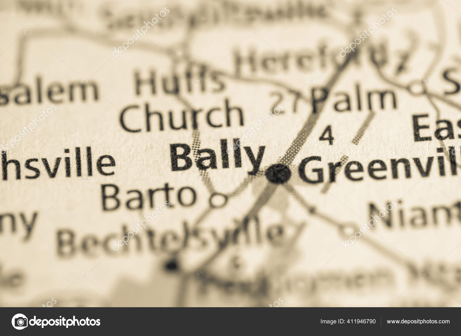 Bally Pennsylvania Usa Konsep Peta Jalan — Stok Foto