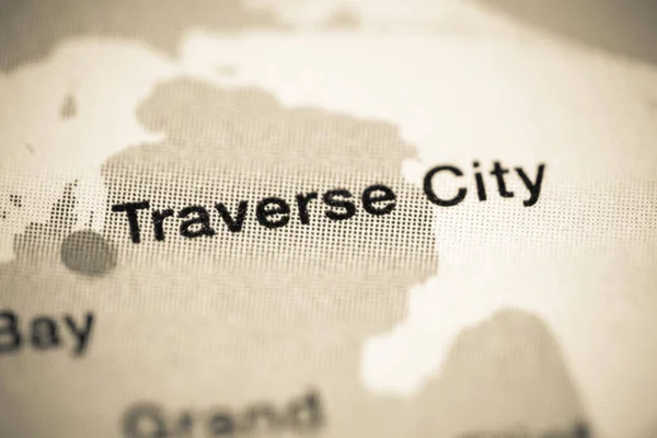 Traverse City, Michigan, USA cartography illustration, geography map