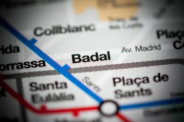 Stazione Badal Mappa Della Metropolitana Barcellona — Foto Stock