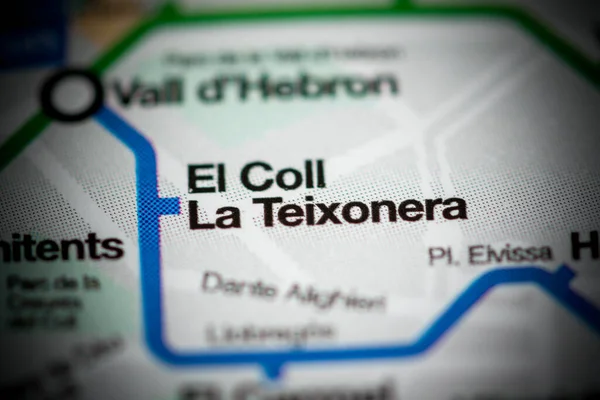 Estação Coll Teixonera Mapa Metro Barcelona — Fotografia de Stock