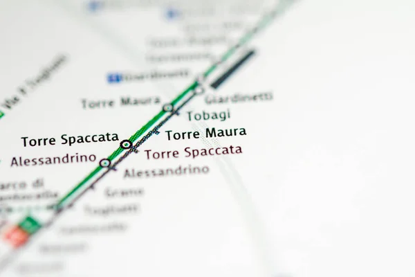 Stacja Torre Maura Mapa Metra Rzymie — Zdjęcie stockowe