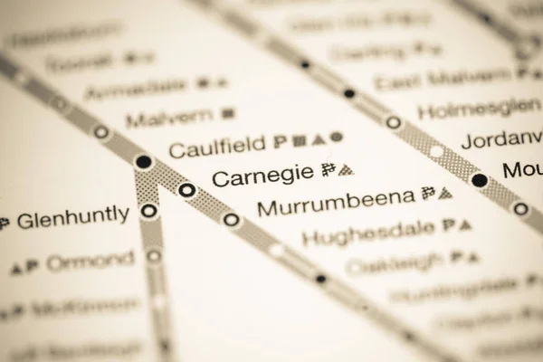 カーネギー駅 メルボルン地図 — ストック写真