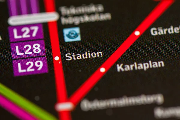 Stadion Állomás Stockholm Metrótérkép — Stock Fotó