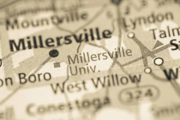 米勒斯维尔大学宾夕法尼亚美国地图 — 图库照片