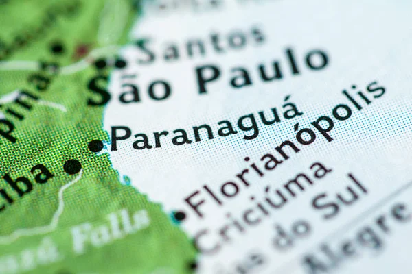지도에 나오는 파라나과 브라질 — 스톡 사진