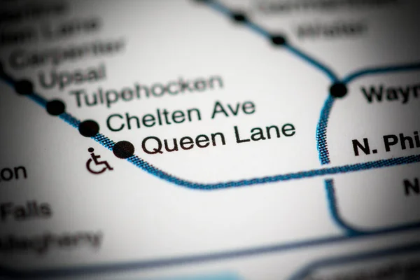 クイーン レーン ステーション フィラデルフィア地下鉄地図 — ストック写真