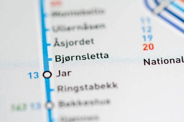 Bjornsletta Állomás Oslo Metrótérkép — Stock Fotó