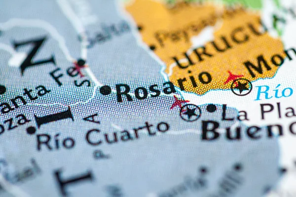 Rosario Argentina Sobre Mapa Geográfico — Fotografia de Stock