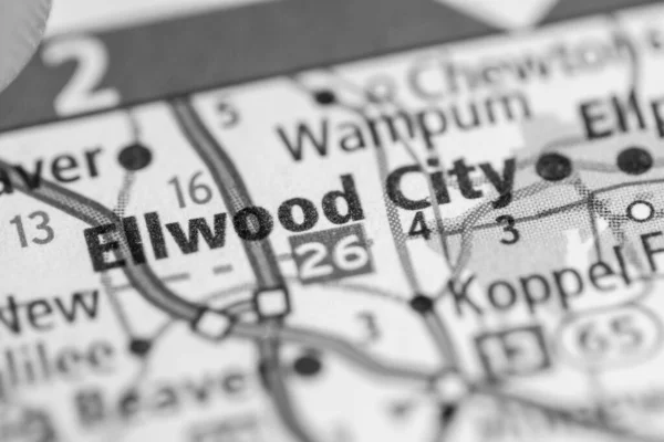 Ellwood City Pensilvânia Eua Mapa — Fotografia de Stock