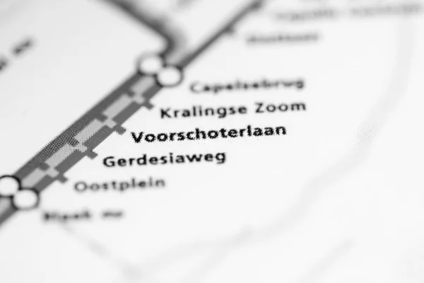 Voorschoterlaan车站 鹿特丹地铁地图 — 图库照片