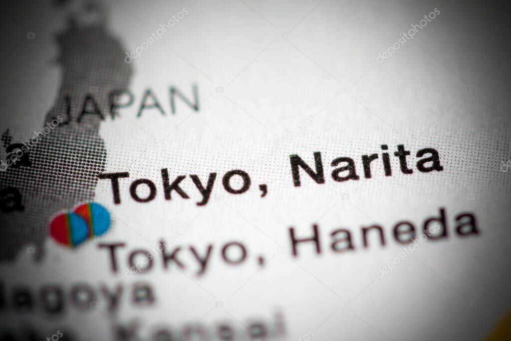 Tokyo, Narita, Japan cartography illustration map 