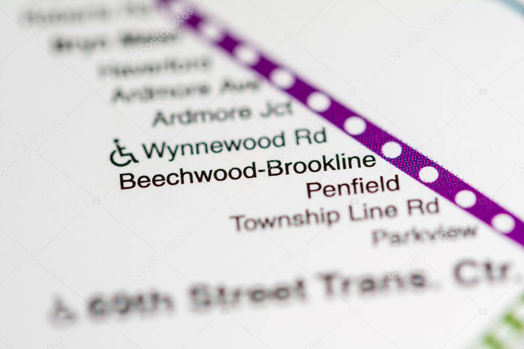 Beechwood Brookline Station. Philadelphia Metro map.