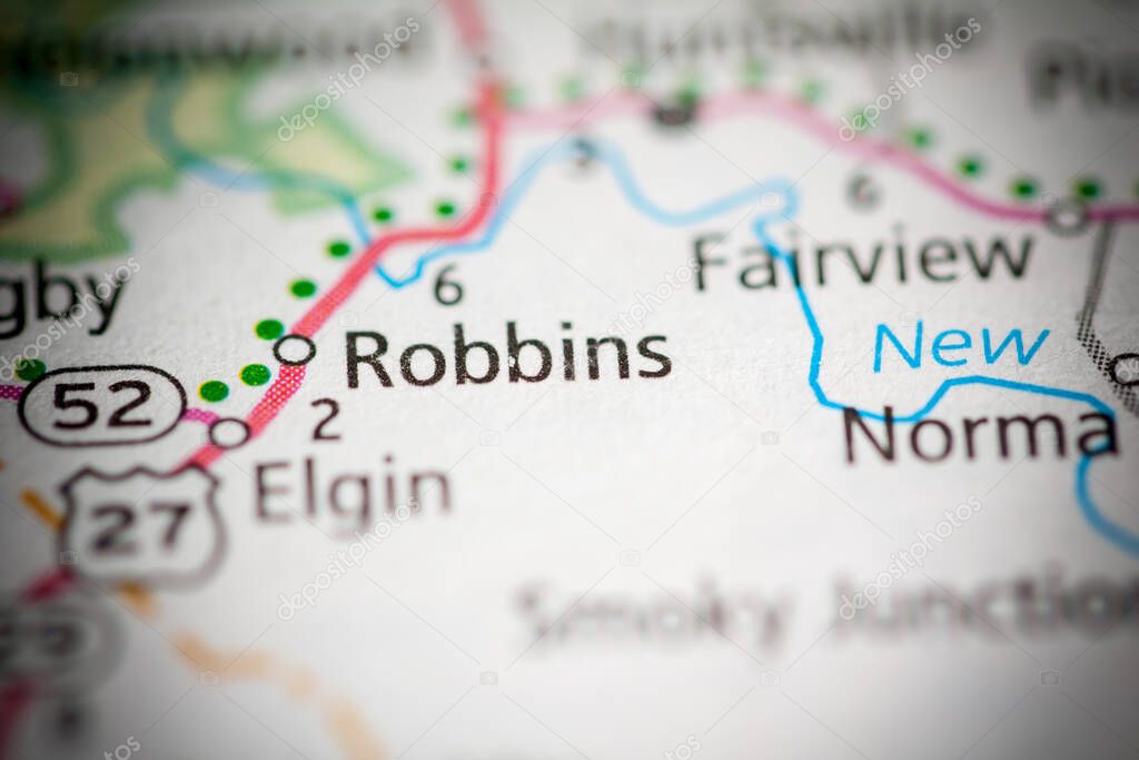 Robbins. Tennessee. USA map