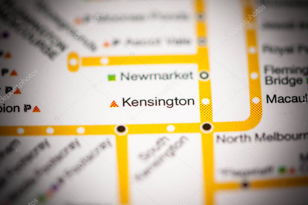 Kensington Station. Melbourne Metro map.