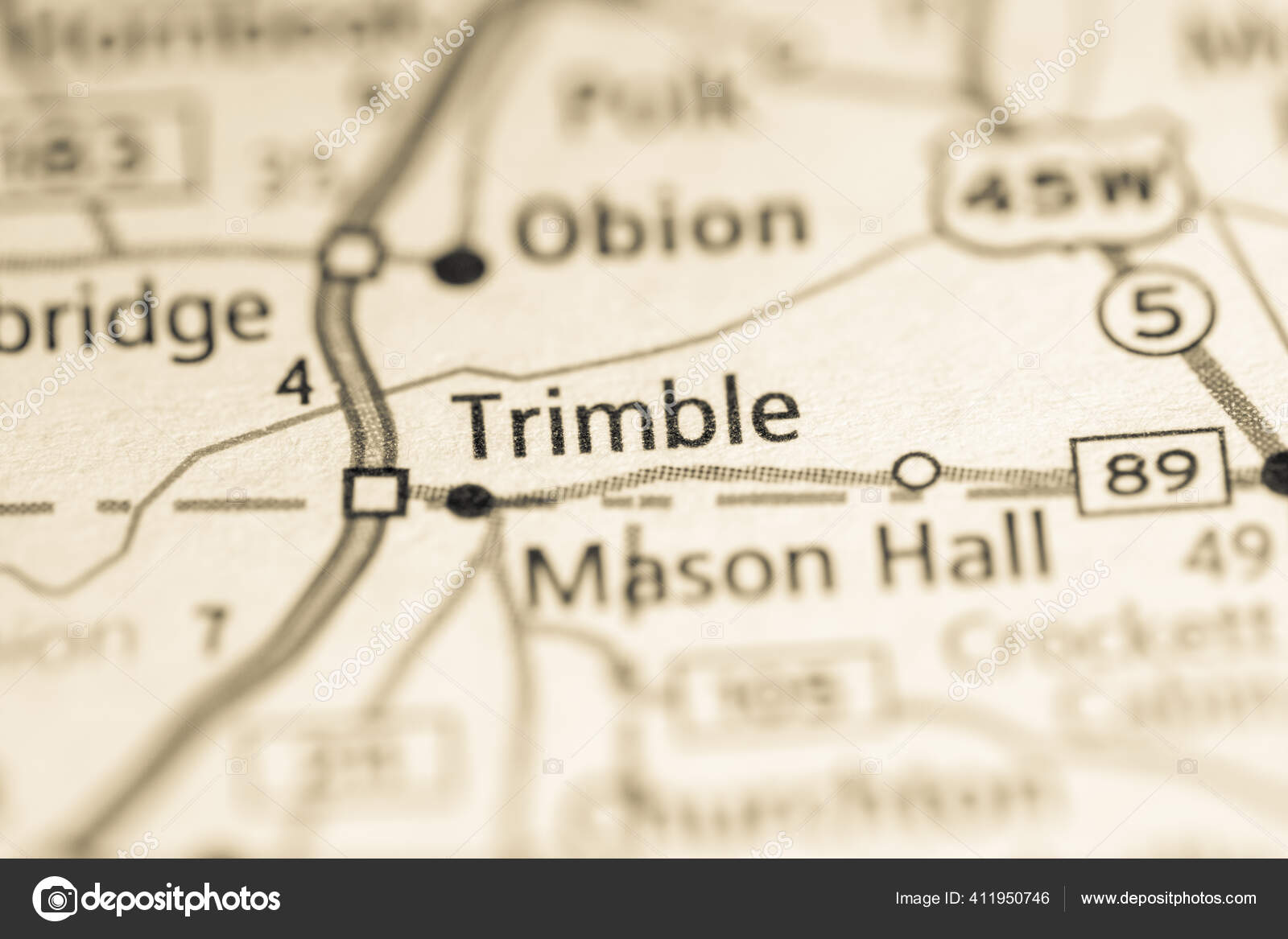Trimble Tennessee Usa Road Map Concept Stock Photo by