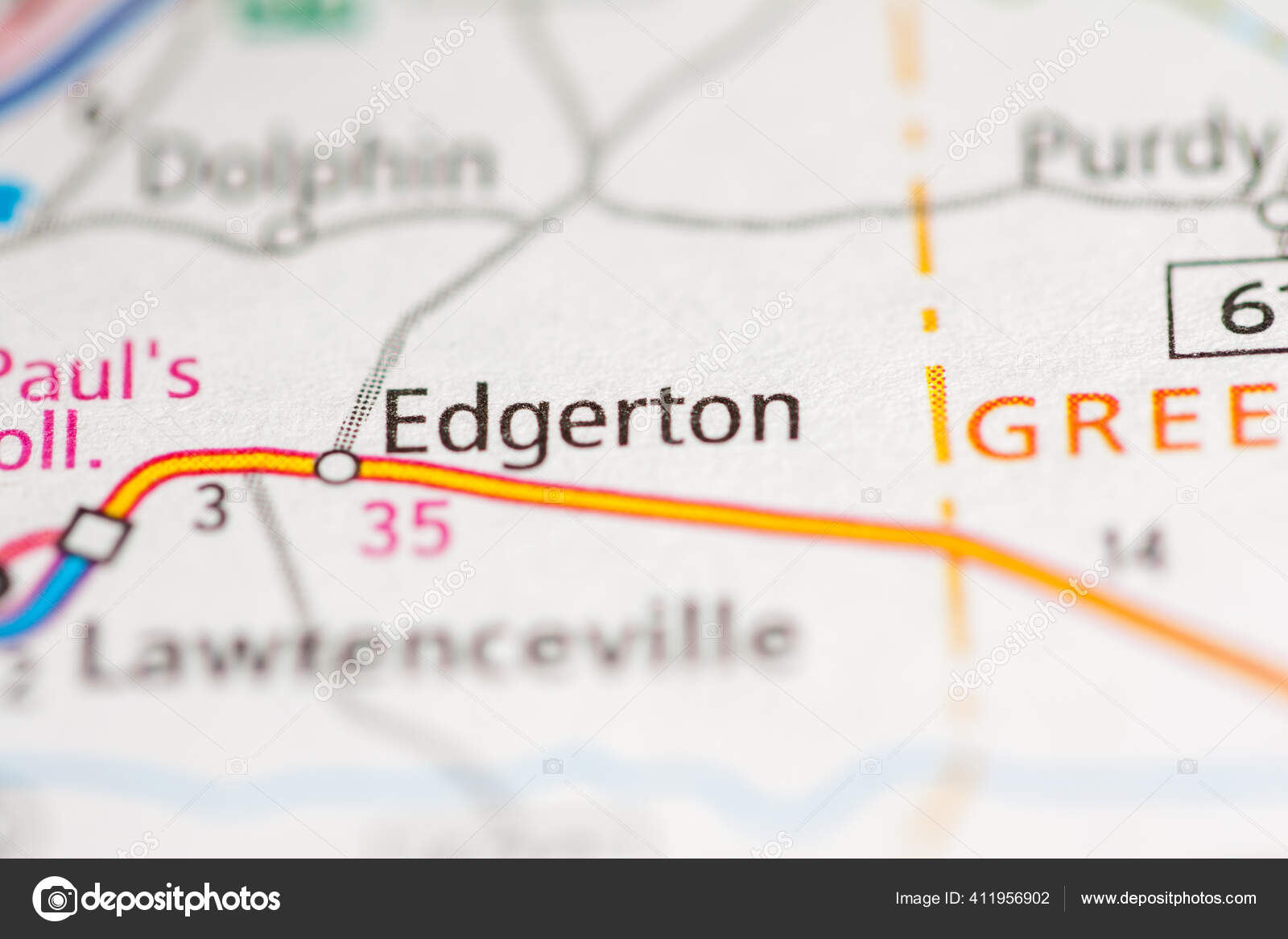 Edgerton Virginia Usa Road Map Concept Stock Photo by