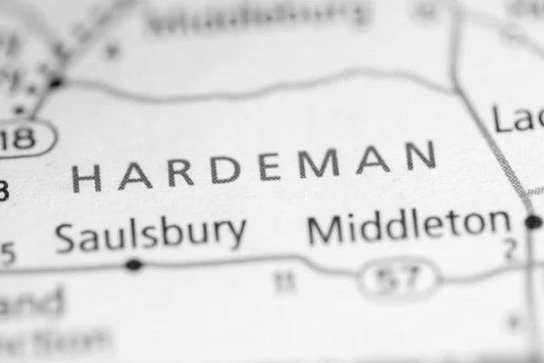Hardeman 田纳西美国路线图概念 — 图库照片