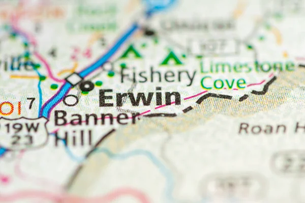 Erwin Tennessee Stati Uniti Concetto Road Map — Foto Stock