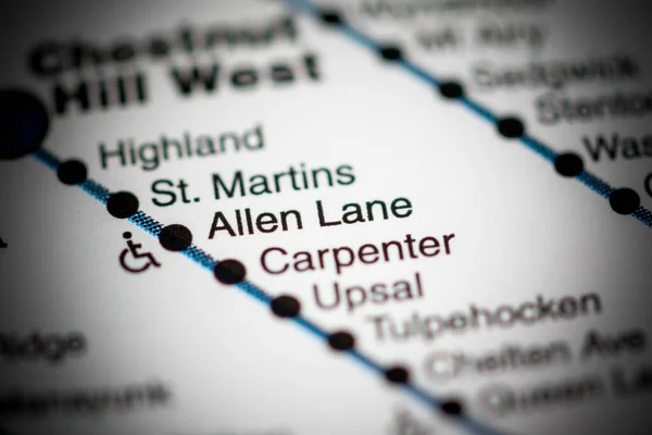 Σταθμός Άλεν Λέιν Φιλαδέλφεια Metro Χάρτη — Φωτογραφία Αρχείου