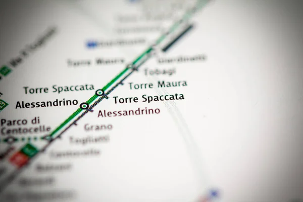 Stacja Torre Spaccata Mapa Metra Rzymie — Zdjęcie stockowe