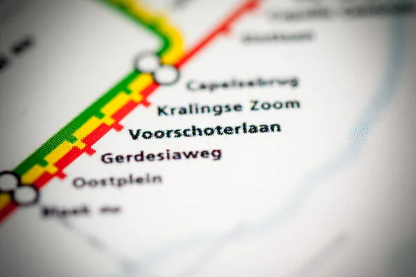 Voorschoterlaan Állomás Rotterdami Metrótérkép — Stock Fotó