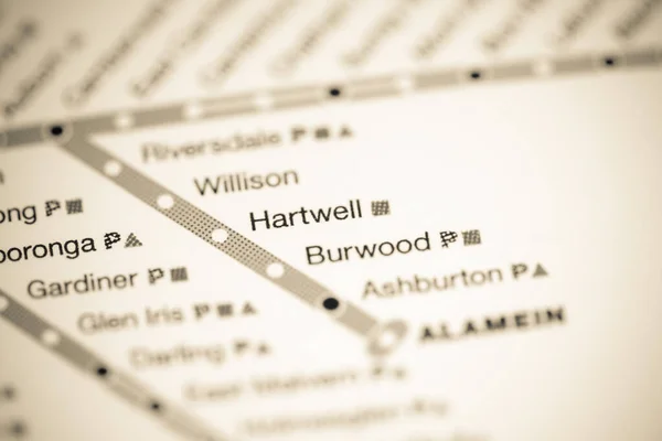 ハートウェル駅 メルボルン地図 — ストック写真