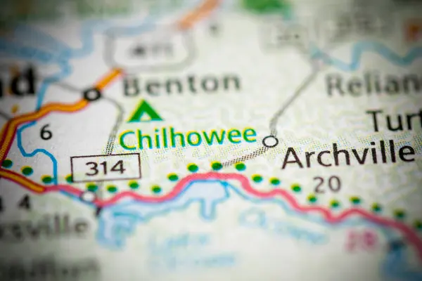 Chilhowee Tennessee Eua Conceito Mapa Rodoviário — Fotografia de Stock