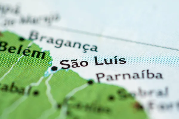 Sao Luis Brazília Térképen — Stock Fotó