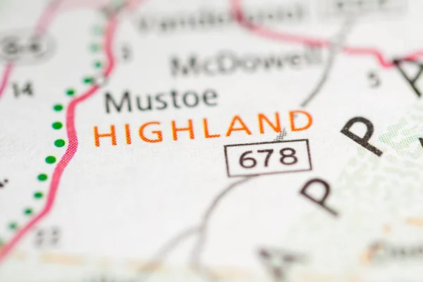 Highland Virginia Eua Mapa Conceito — Fotografia de Stock