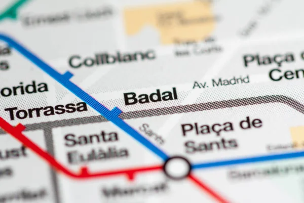 Σταθμός Badal Χάρτης Μετρό Βαρκελώνης — Φωτογραφία Αρχείου