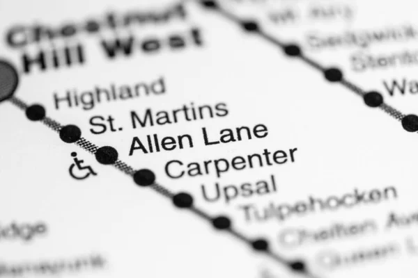 アレン レーン駅 フィラデルフィア地下鉄地図 — ストック写真