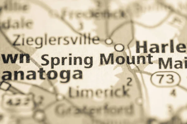 Spring Mount. Pennsylvania. USA. Road Map Concept