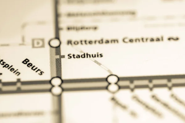 Stadhuis Állomás Rotterdami Metrótérkép — Stock Fotó