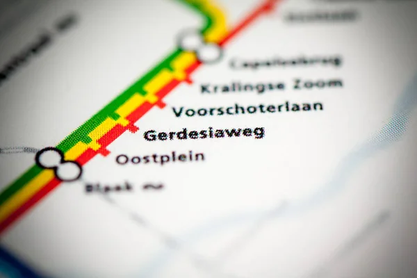 Gerdesiaweg车站鹿特丹地铁地图 — 图库照片