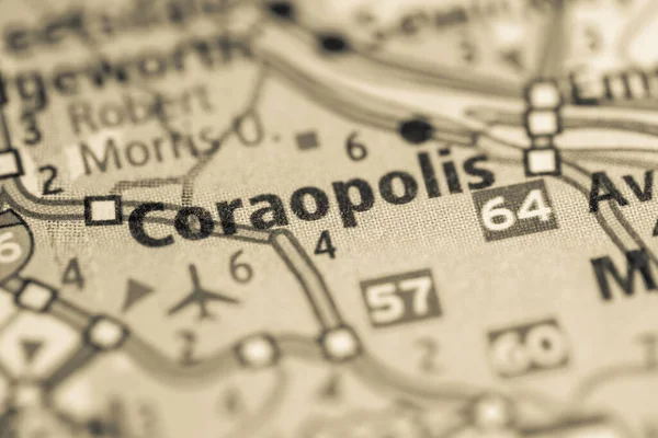 Coraópolis Pensilvânia Eua Mapa — Fotografia de Stock