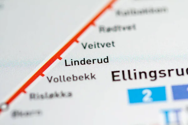 Linderud Állomás Oslo Metrótérkép — Stock Fotó