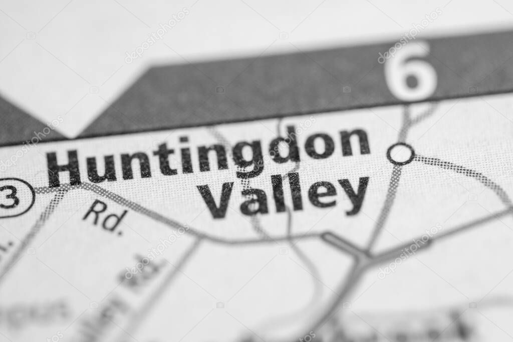 Huntingdon Valley. Pennsylvania. USA. Road Map Concept