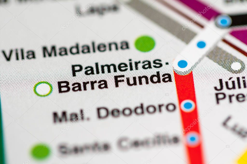 Palmeiras Barra Funda Station. Sao Paolo Metro map.