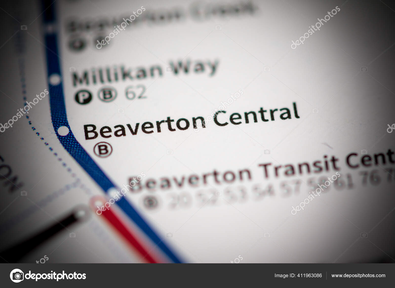 Beaverton Central Station Portland Metro Map Stock Photo by