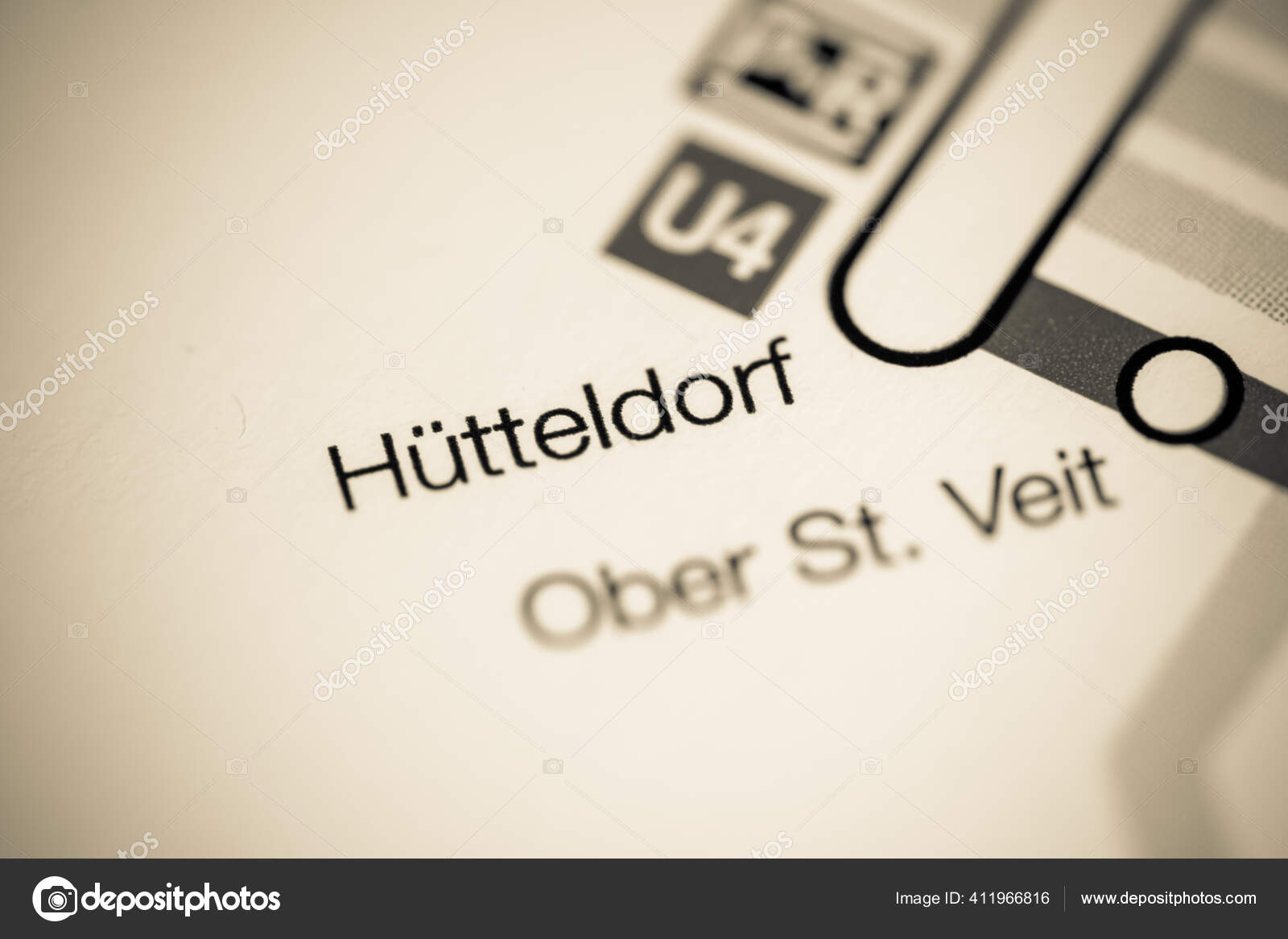 Hutteldorf Station Vienna Metro Map Stock Photo by