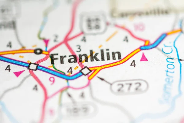 Franklin Virginia Estados Unidos Mapa Carreteras Concepto —  Fotos de Stock