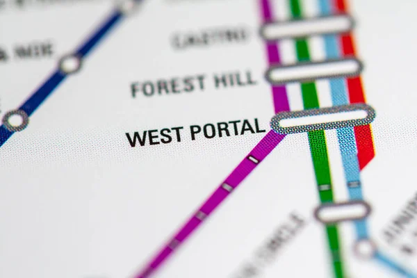 Estación West Portal Mapa Del Metro San Francisco —  Fotos de Stock