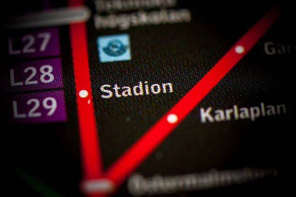 Stadion Állomás Stockholm Metrótérkép — Stock Fotó