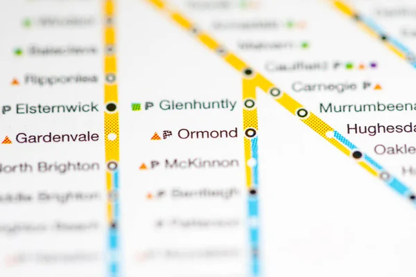 オーモンド駅 メルボルン地図 — ストック写真