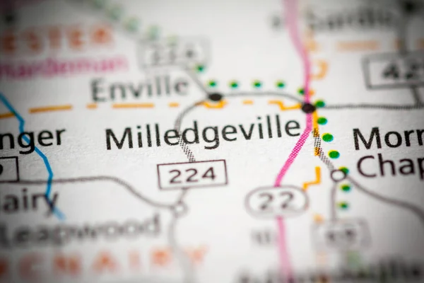 Milledgeville 田纳西美国 路线图概念 — 图库照片