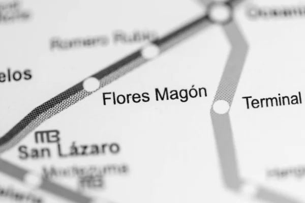 Flores Magon Station Mexico City Metro Map — Stock Photo, Image